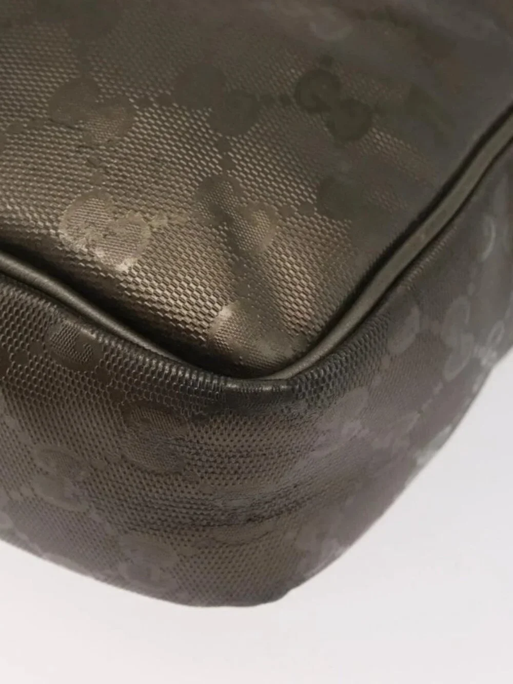 GUCCI GG Implementation Shoulder Bag PVC Bronze Silver 201448 Auth